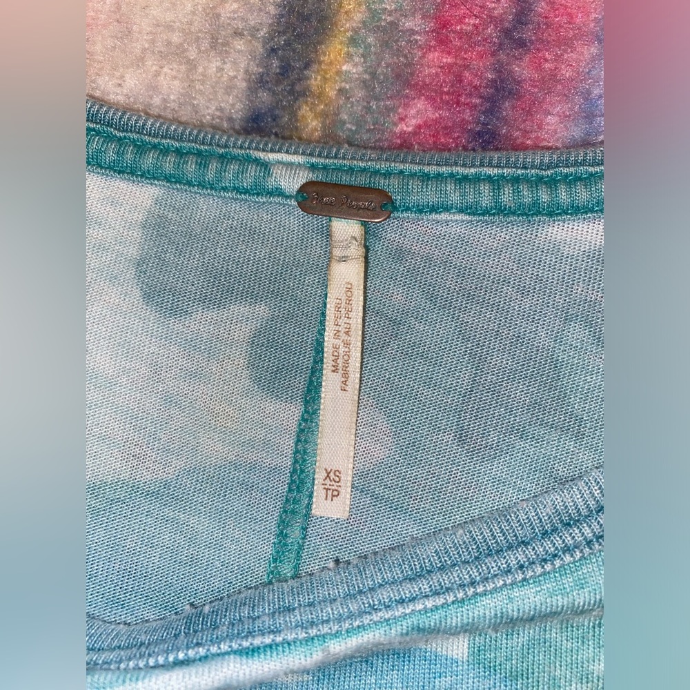 Free People Tourist Tee in Teal Camo- size XS - Picture 5 of 6